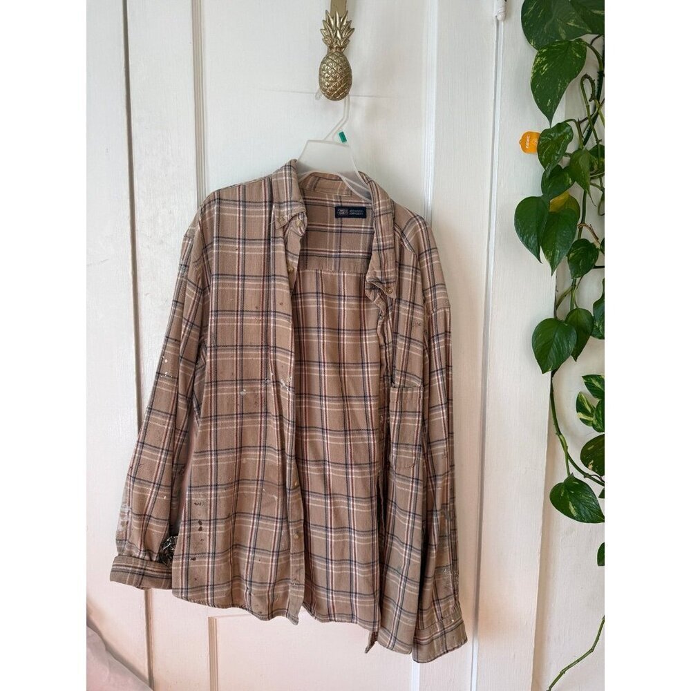 Faded glory men’s size X – large plaid brown T-shirt